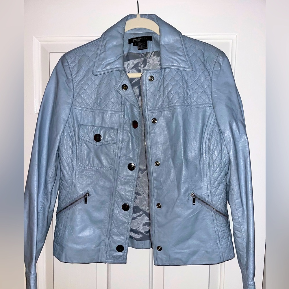 Vintage blue leather jacket!!